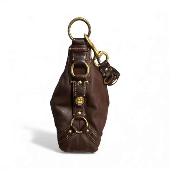 Coach Vintage Carly Brown Leather Brass Hardware Hobo Shoulder Bag - Picture 13 of 16